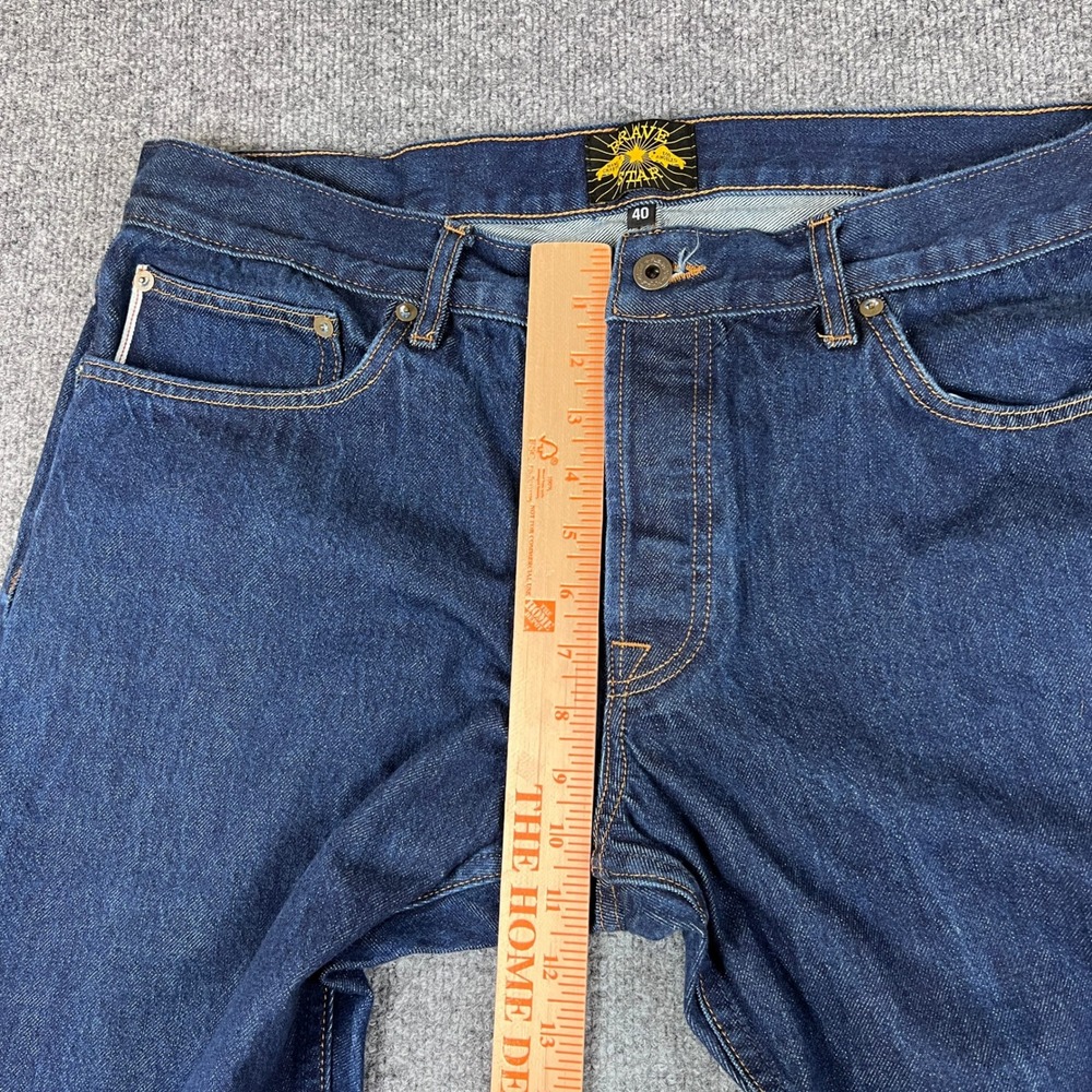 Brave Star Selvage Jeans Mens 38x32 Blue Dark Wash Selvedge Straight Made in USA - Picture 11 of 14